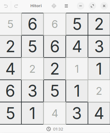 Hitori puzzle grid